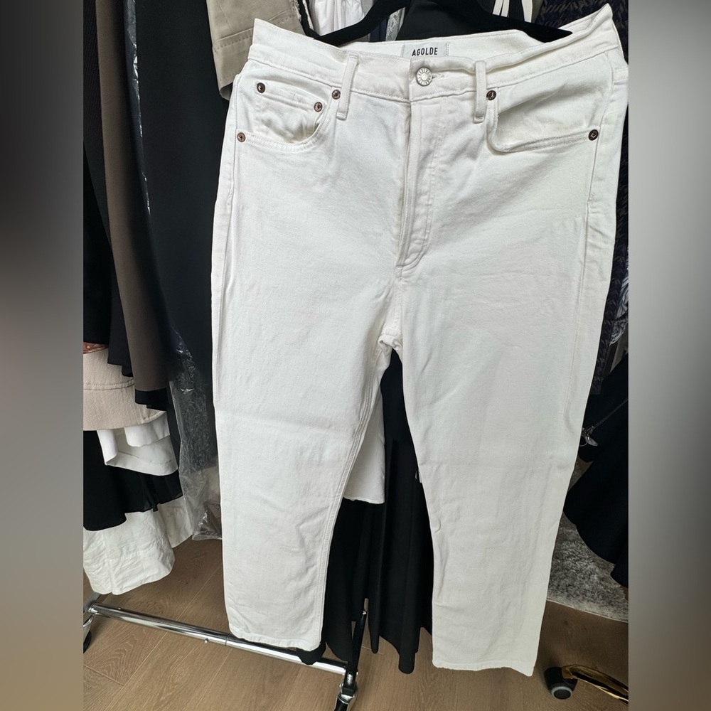 Agolde Riley Crop White Jeans - Picture 2 of 5